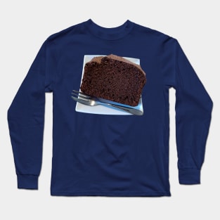 Sweet Food Chocolate Cake on Plate with Fork Long Sleeve T-Shirt